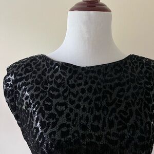 Alice and Olivia black leopard sequin dress. Size 2.